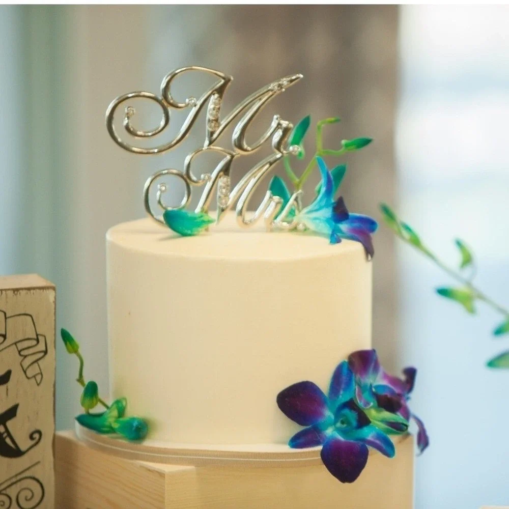 Mr & Mrs Wedding Cake Topper Metal Jewelry Bling 8.25